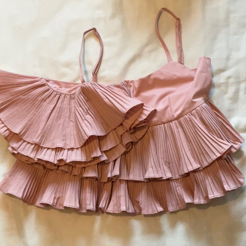 Pink Ruffled Crop Top